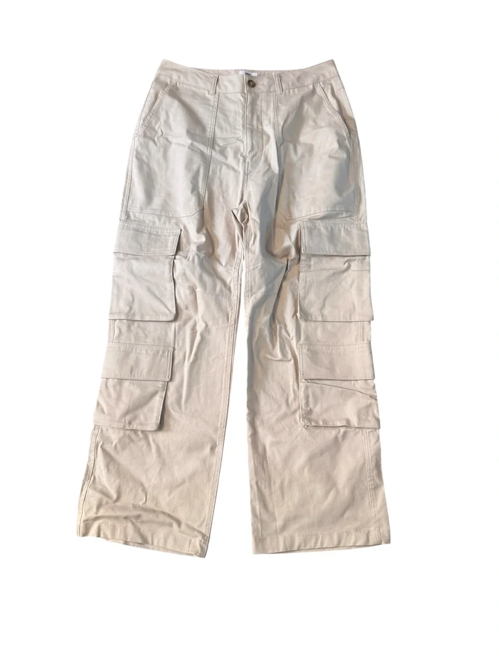 Mode of One Men Relaxed Fit Utility Cargo Pants DarK Ecru Beige Size 32 Workman